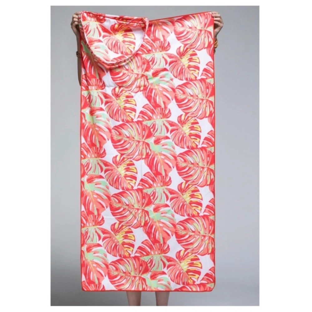 🧡💚 New Monstera Leaf Print Convertible Beach Towel To Shoulder Bag🧡💚